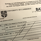 University of Cambridge cheque